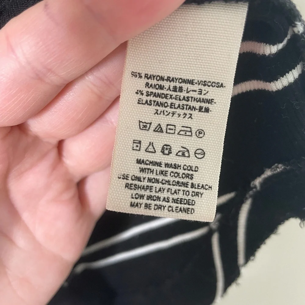 Free People Black/White Striped Off The Shoulder Top Small - Picture 4 of 5